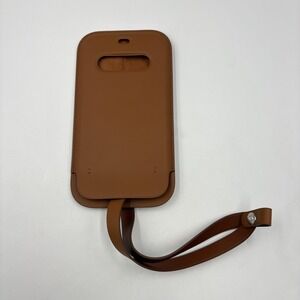Apple Leather Carry Case Brown Wrist Strap Sleeve‎ For IPhone 12 Plain MagSafe